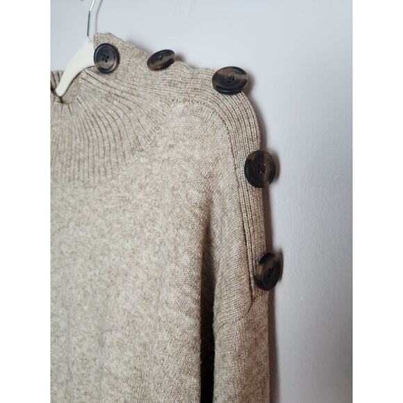 Anthropologie Margarita Tunic sweater sz L Button  Heathered brown boho career - Picture 5 of 12